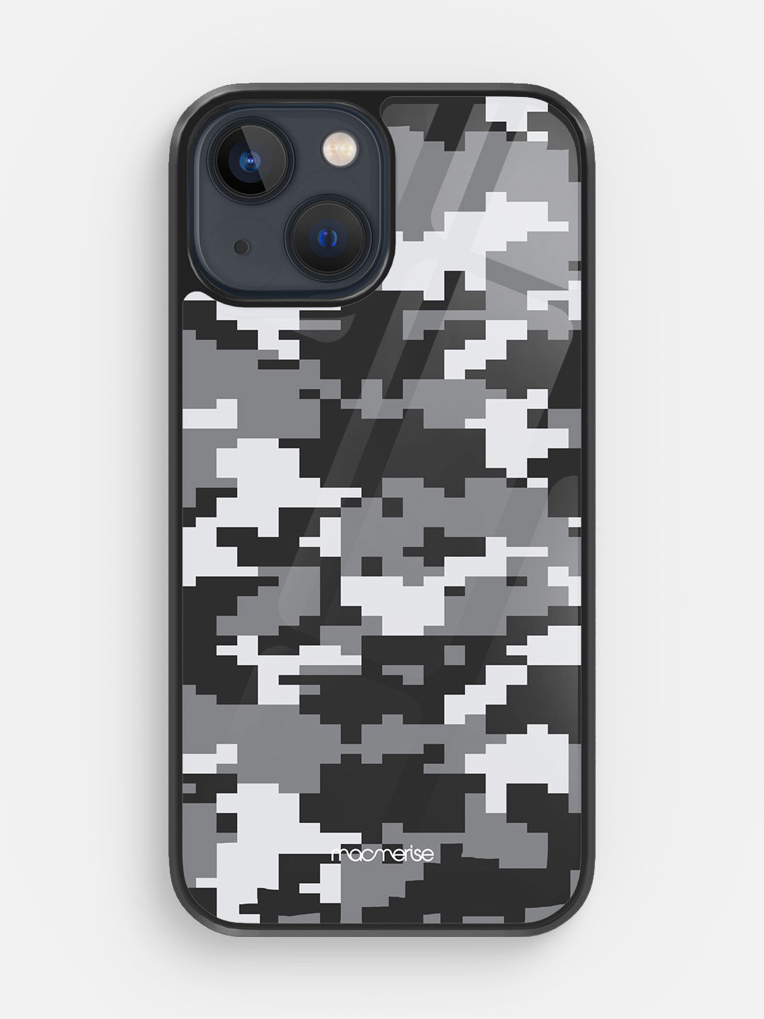 Camo Pixel Ash Grey - Glass Case For Iphone 13 Mini
