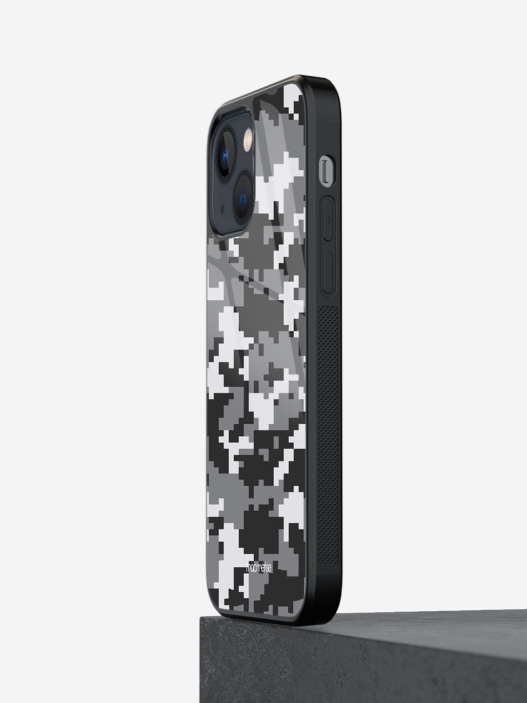 Camo Pixel Ash Grey - Glass Case For Iphone 13 Mini