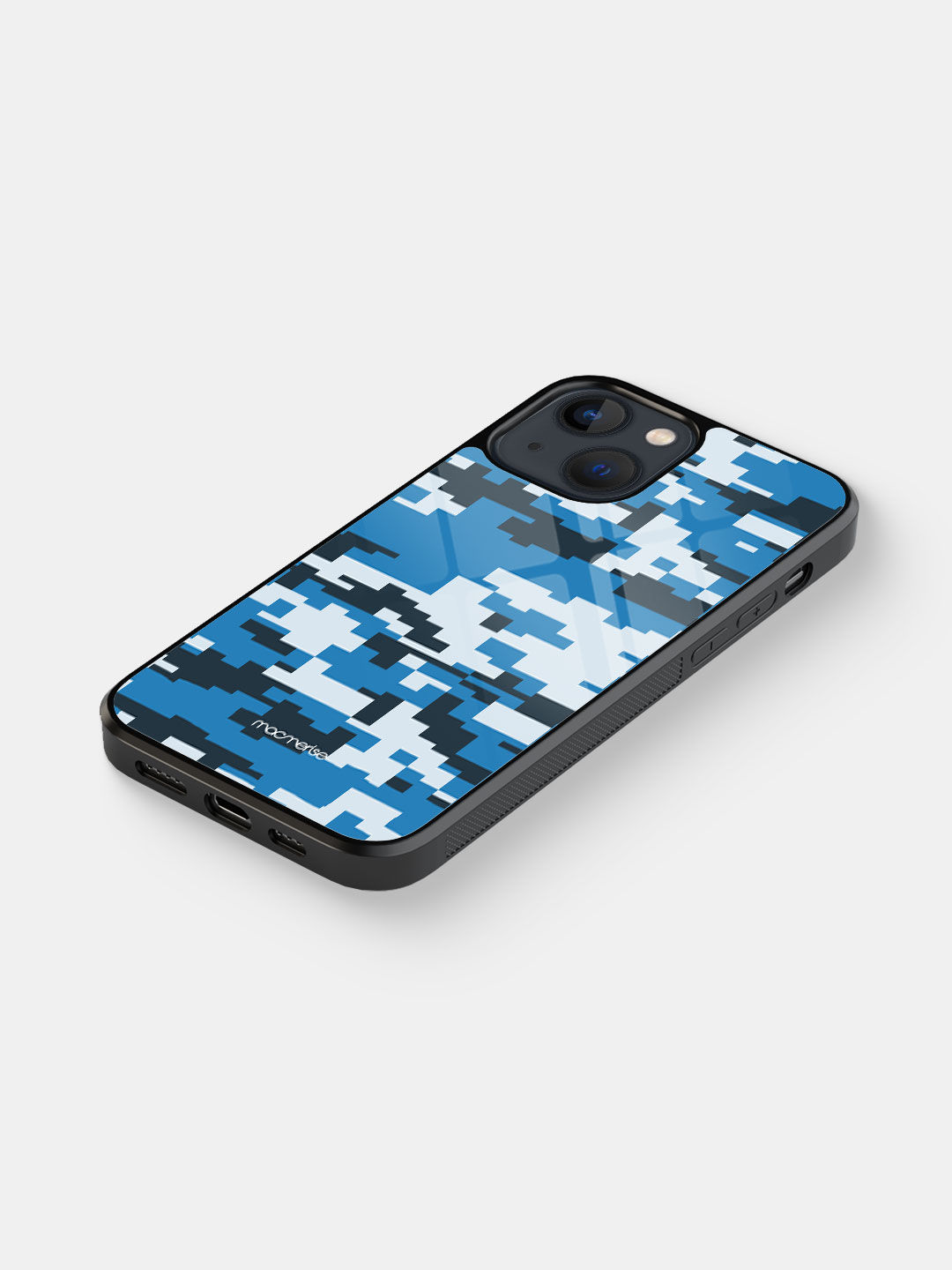 Camo Pixel Cerulean - Glass Case For Iphone 13 Mini