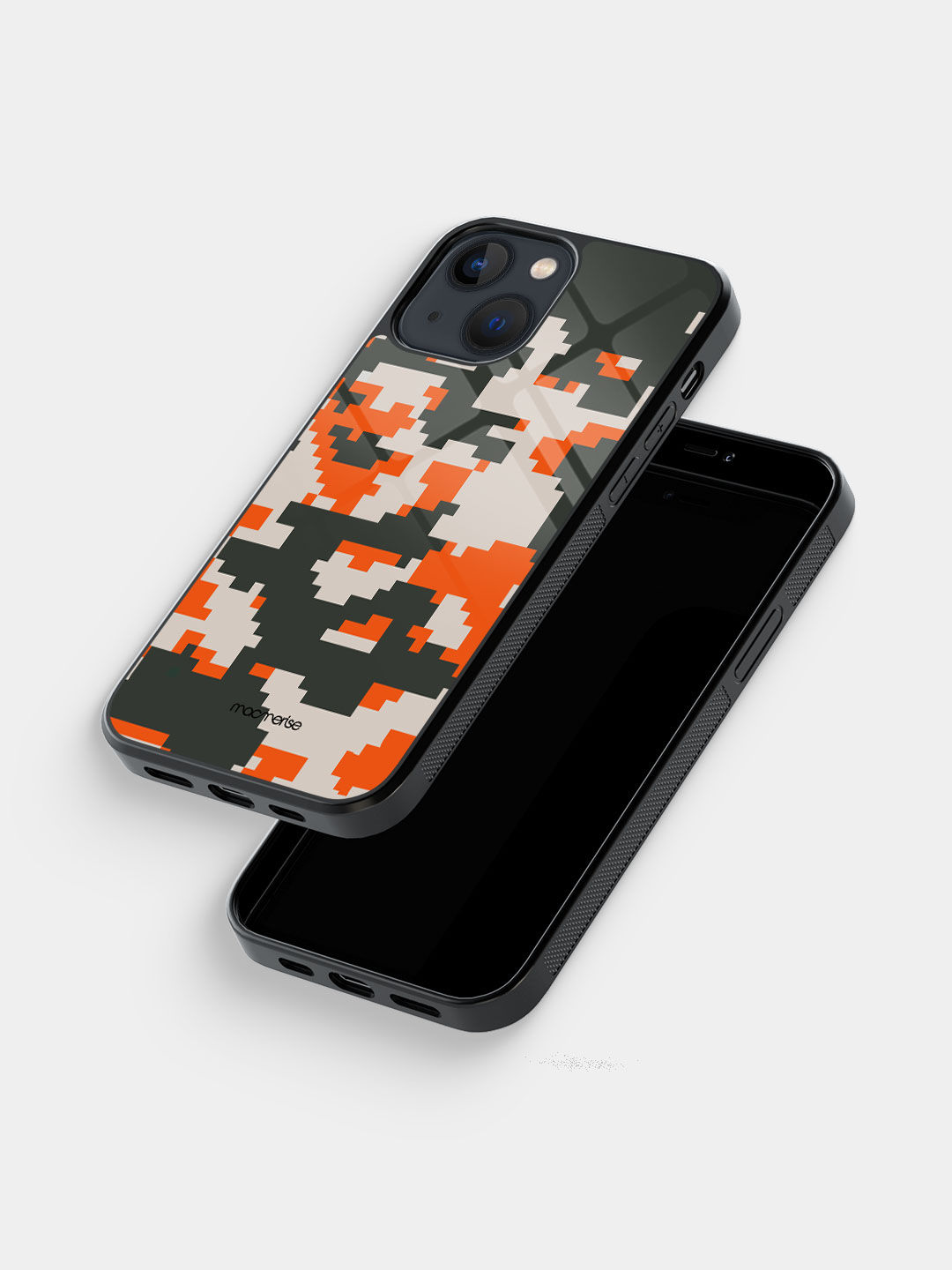 Camo Pixel Flame - Glass Case For Iphone 13 Mini