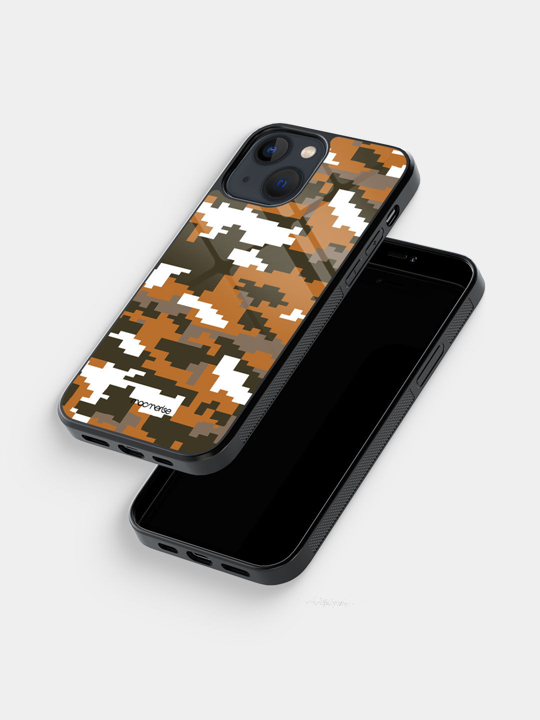 Camo Pixel Tan Brown - Glass Case For Iphone 13 Mini
