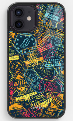 Buy Immigration Stamps Neon - Glass Case For iPhone 12 Phone Cases & Covers Online