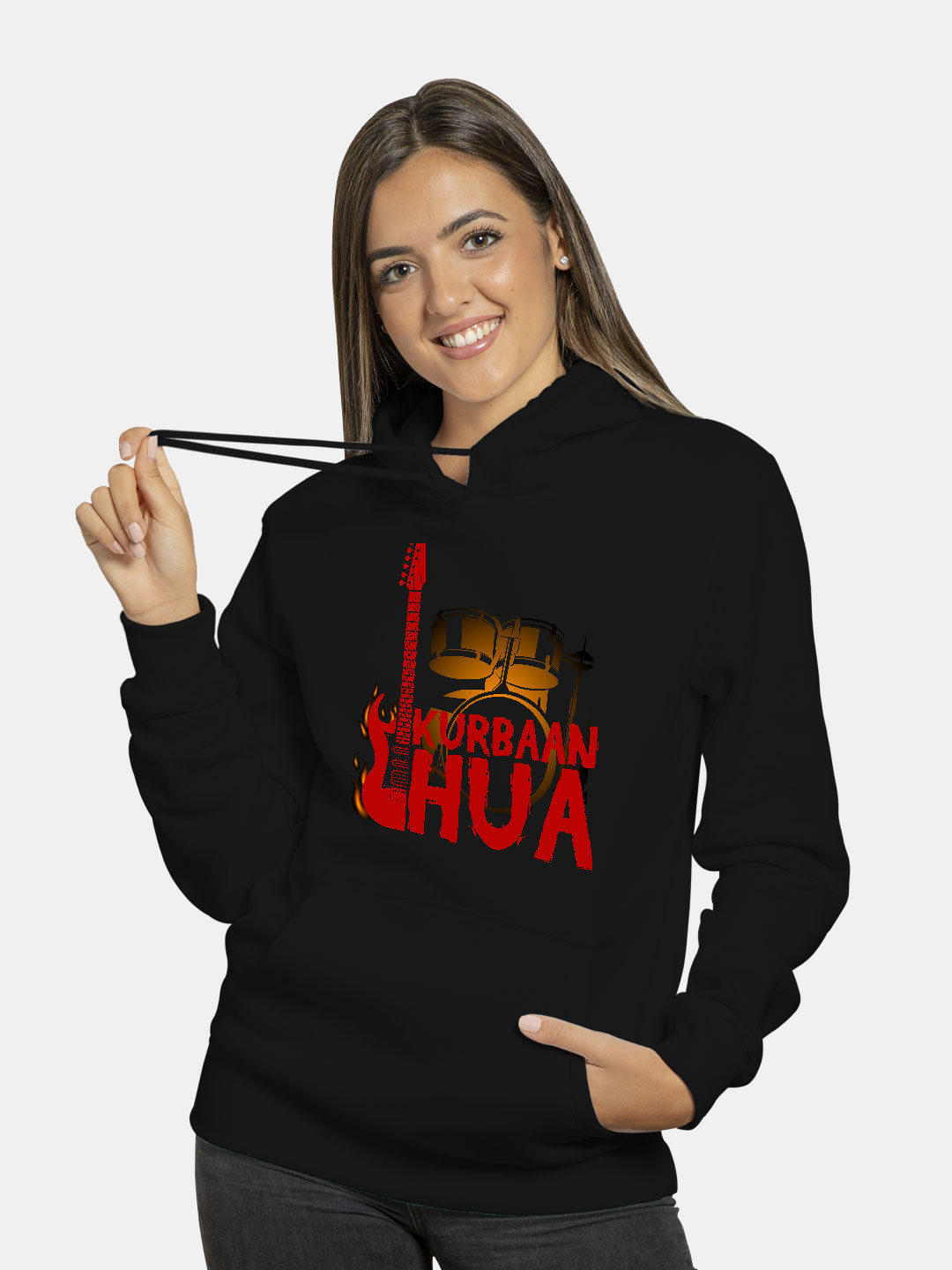 Buy SM Kurbaan Hua - Female Hoodie Black Hoodies Online