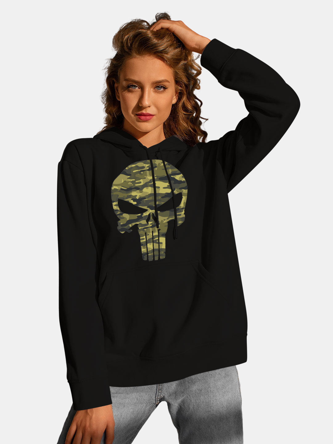 Black shop punisher hoodie