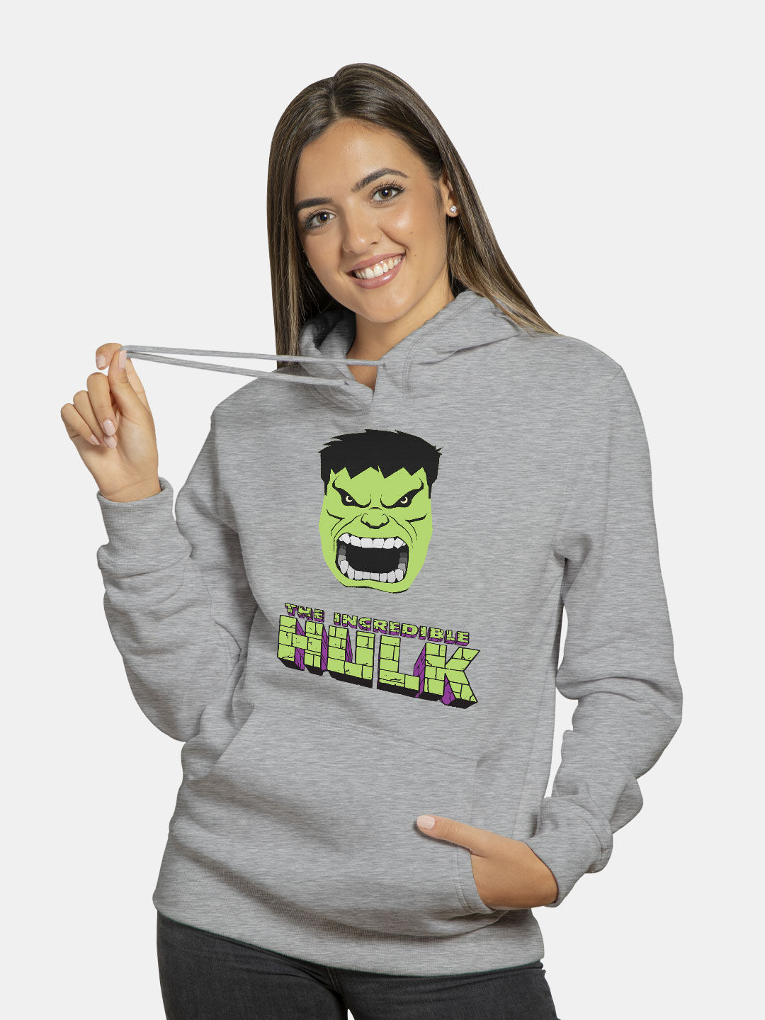 Buy The Incredible Hulk - Female Hoodie Grey Hoodies Online
