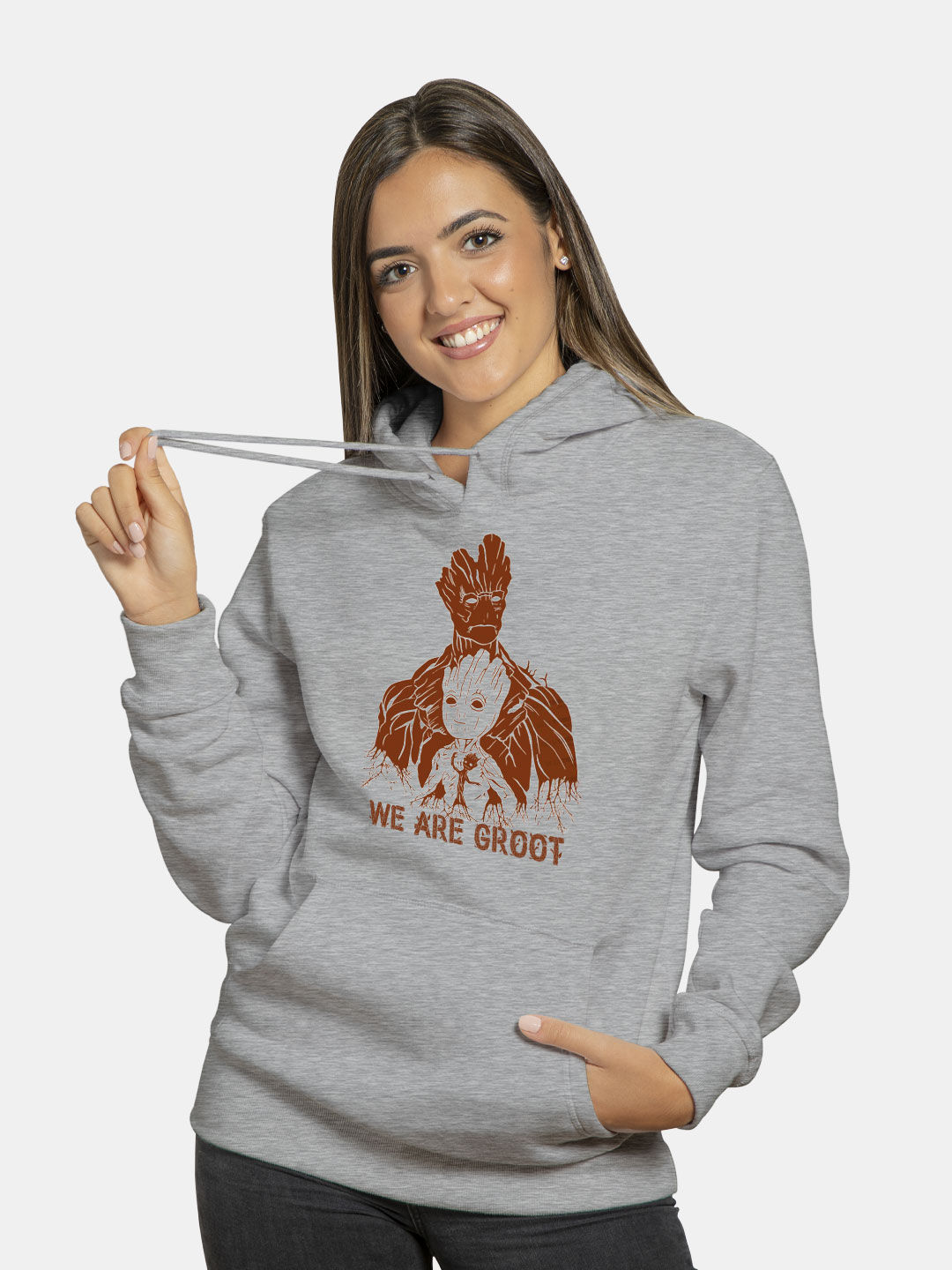 Buy We Are Groot - Female Hoodie Grey Hoodies Online