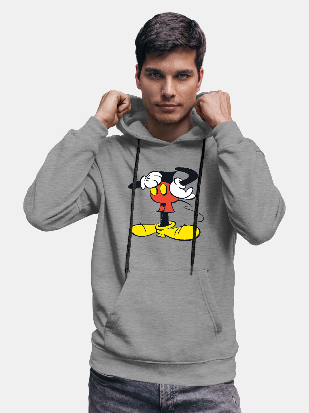 Buy Mickey Body - Male Hoodie Grey Hoodies Online