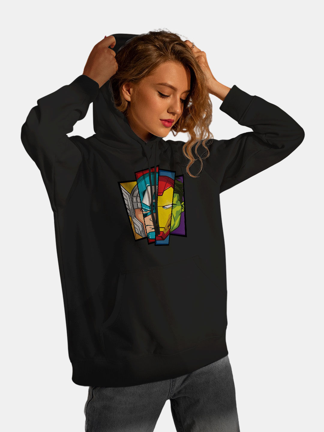 Comic Avenger Face - Womens Hoodie