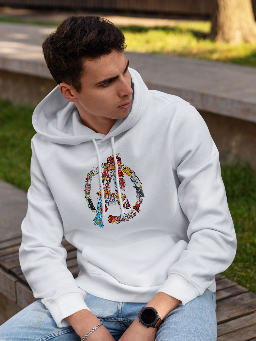 Avengers cheap white hoodie