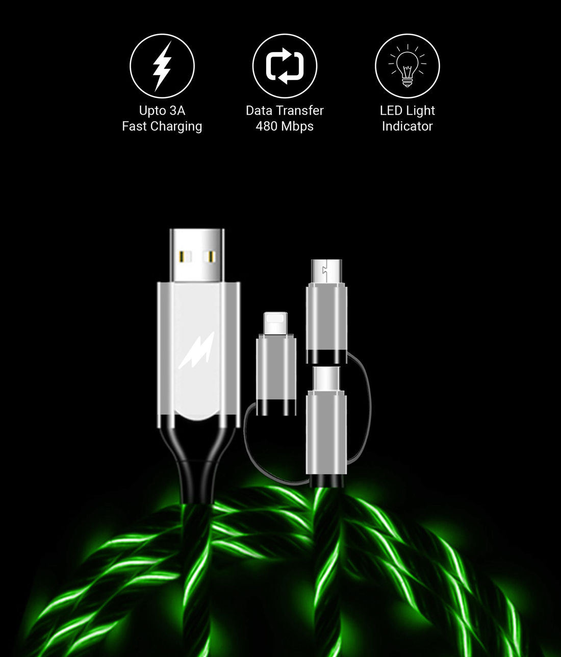 Macmerise Illume Green - 3 In 1 LED Cables