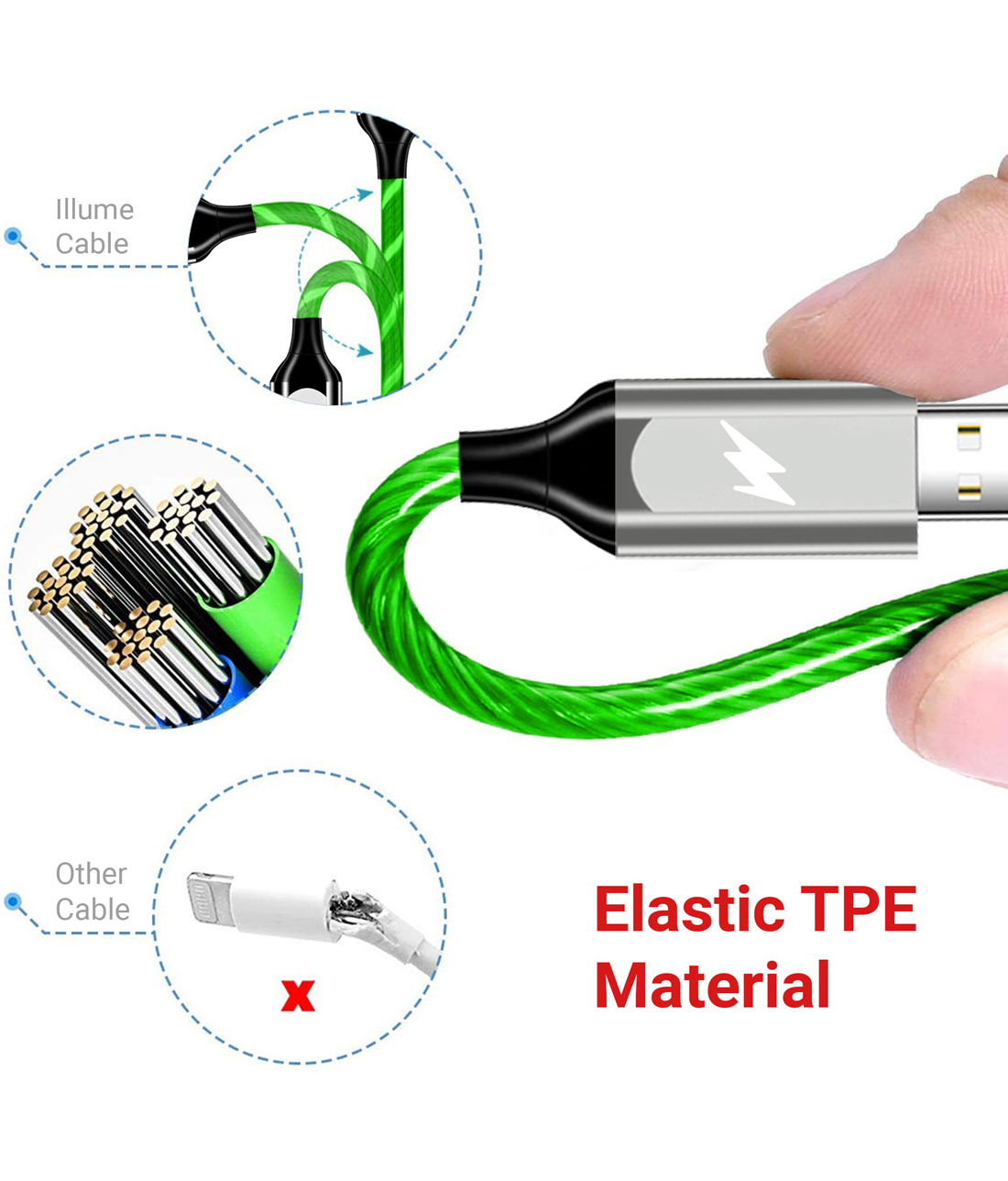 Macmerise Illume Green - 3 In 1 LED Cables