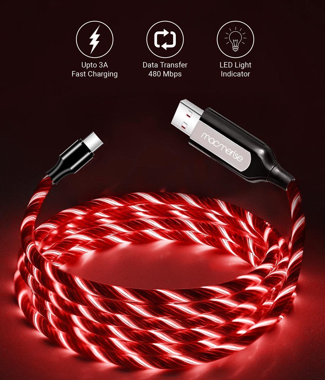 Macmerise Illume Red - Type C LED Cables