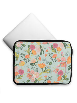 Buy Payal Singhal Aqua Handpainted Flower - Printed Laptop Sleeves (13 inch) Laptop Covers Online