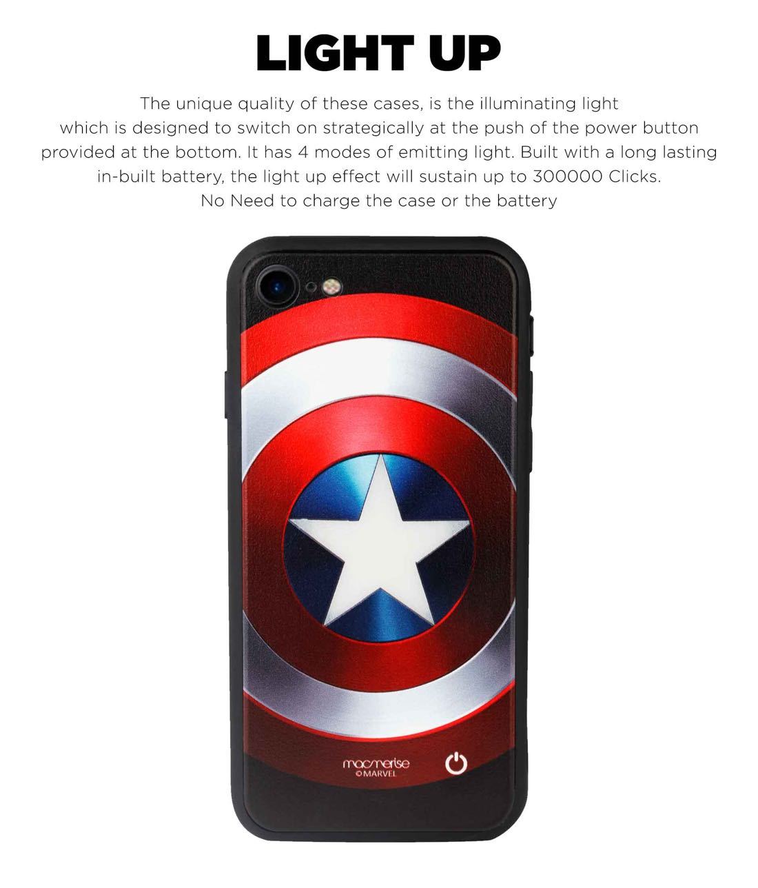Classic Captains Shield - Lumous LED Phone Case for iPhone 8