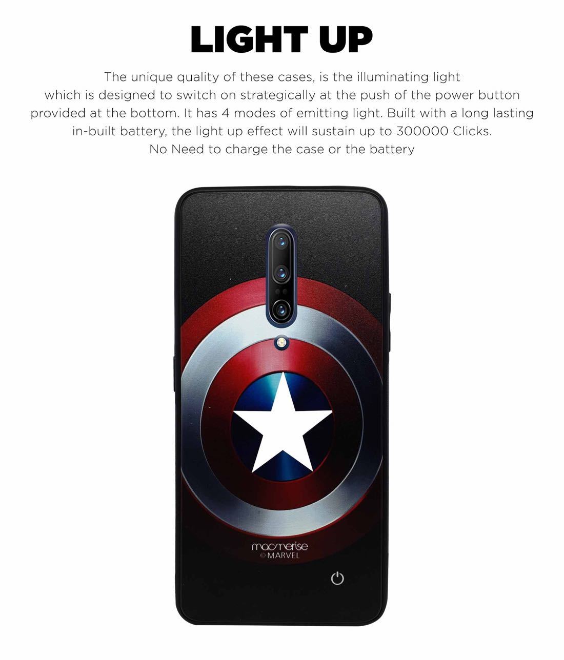 Classic Captains Shield - Lumous LED Phone Case for OnePlus 7 Pro