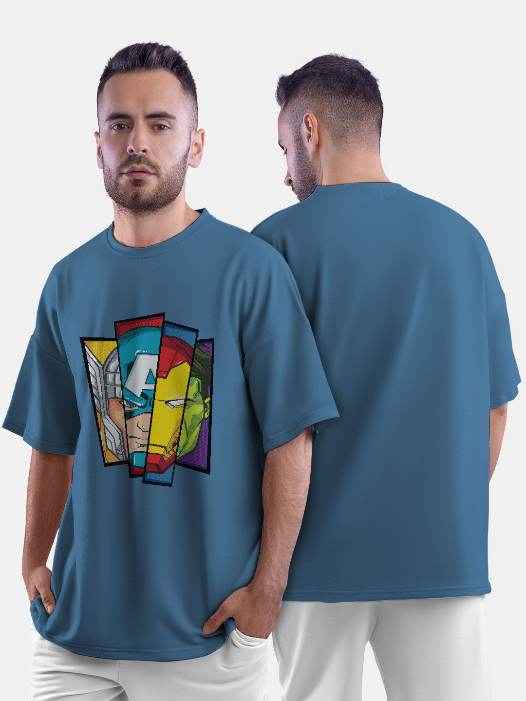 Buy Comic Avenger Face - Male Oversized T-Shirt T-Shirts Online