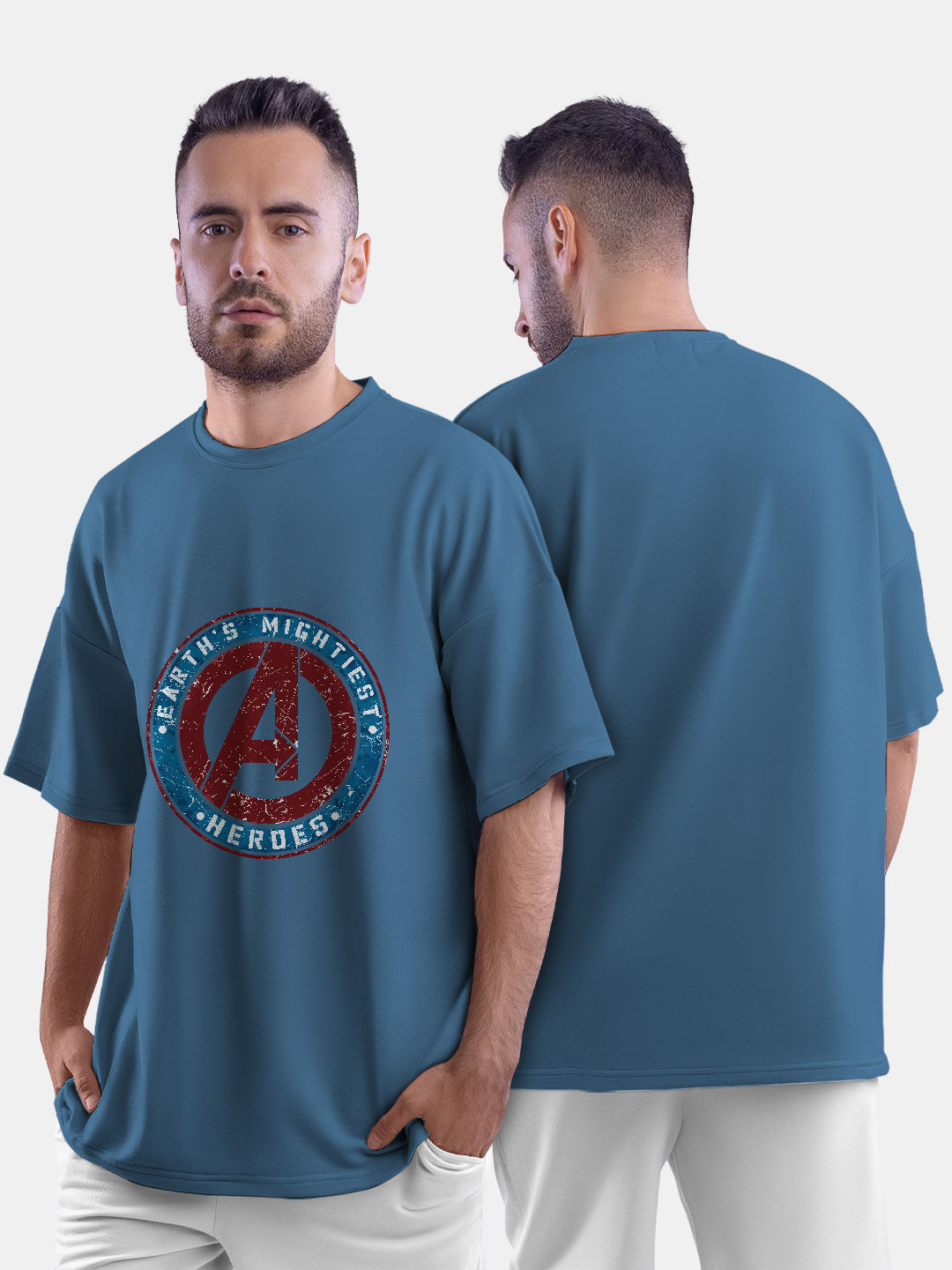 Buy Earth's Mightiest Badge - Male Oversized T-Shirt T-Shirts Online