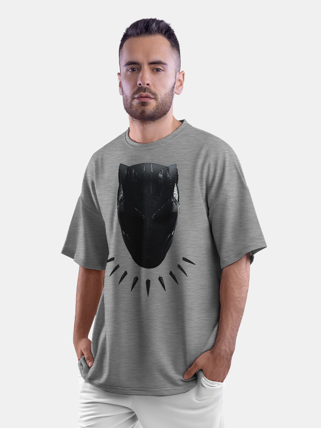 Buy Wakanda Forever Black Panther Grey - Male Oversized T-Shirt T-Shirts Online