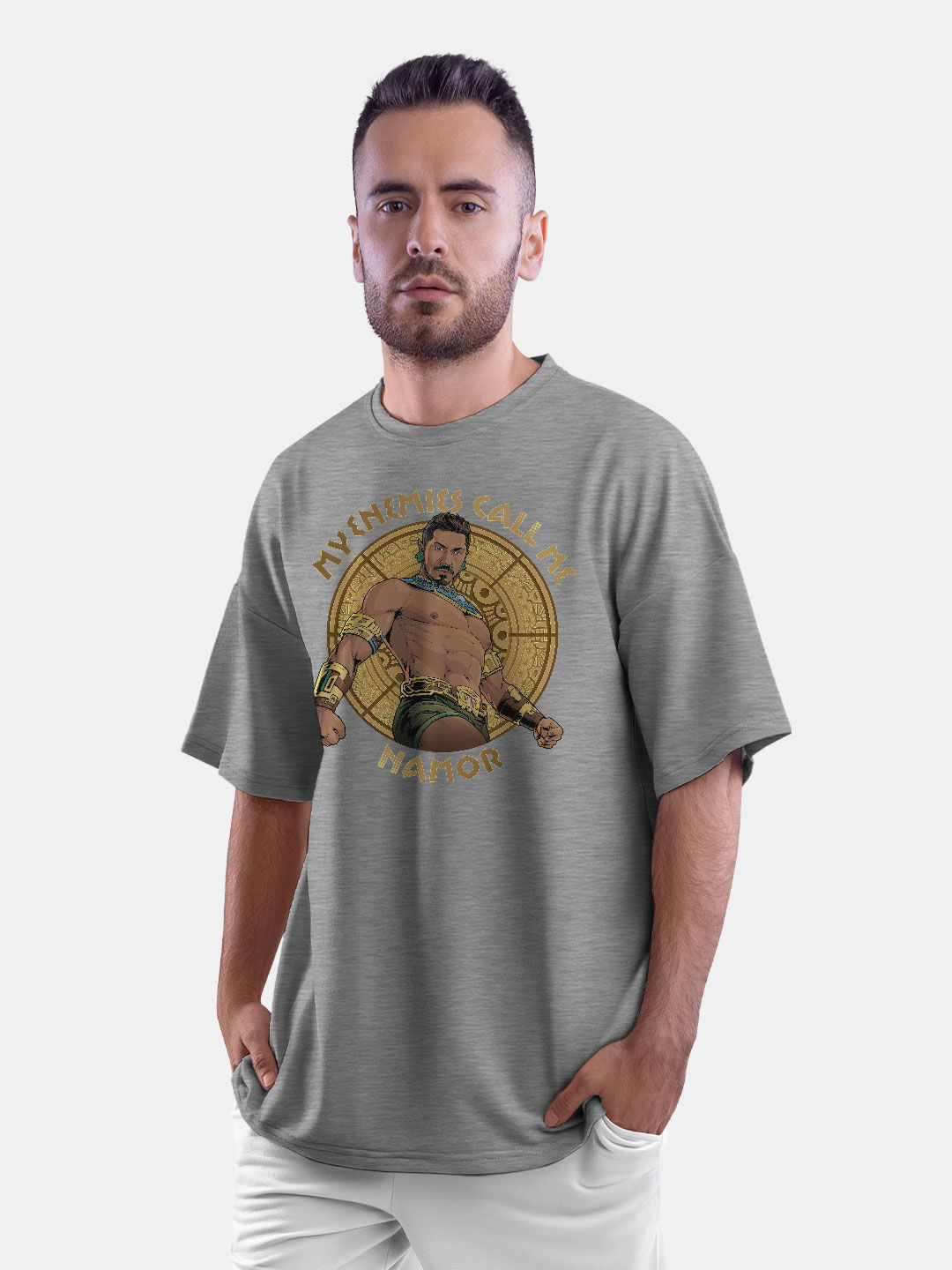 Buy Wakanda Forever Enemies Calling Grey - Male Oversized T-Shirt T-Shirts Online
