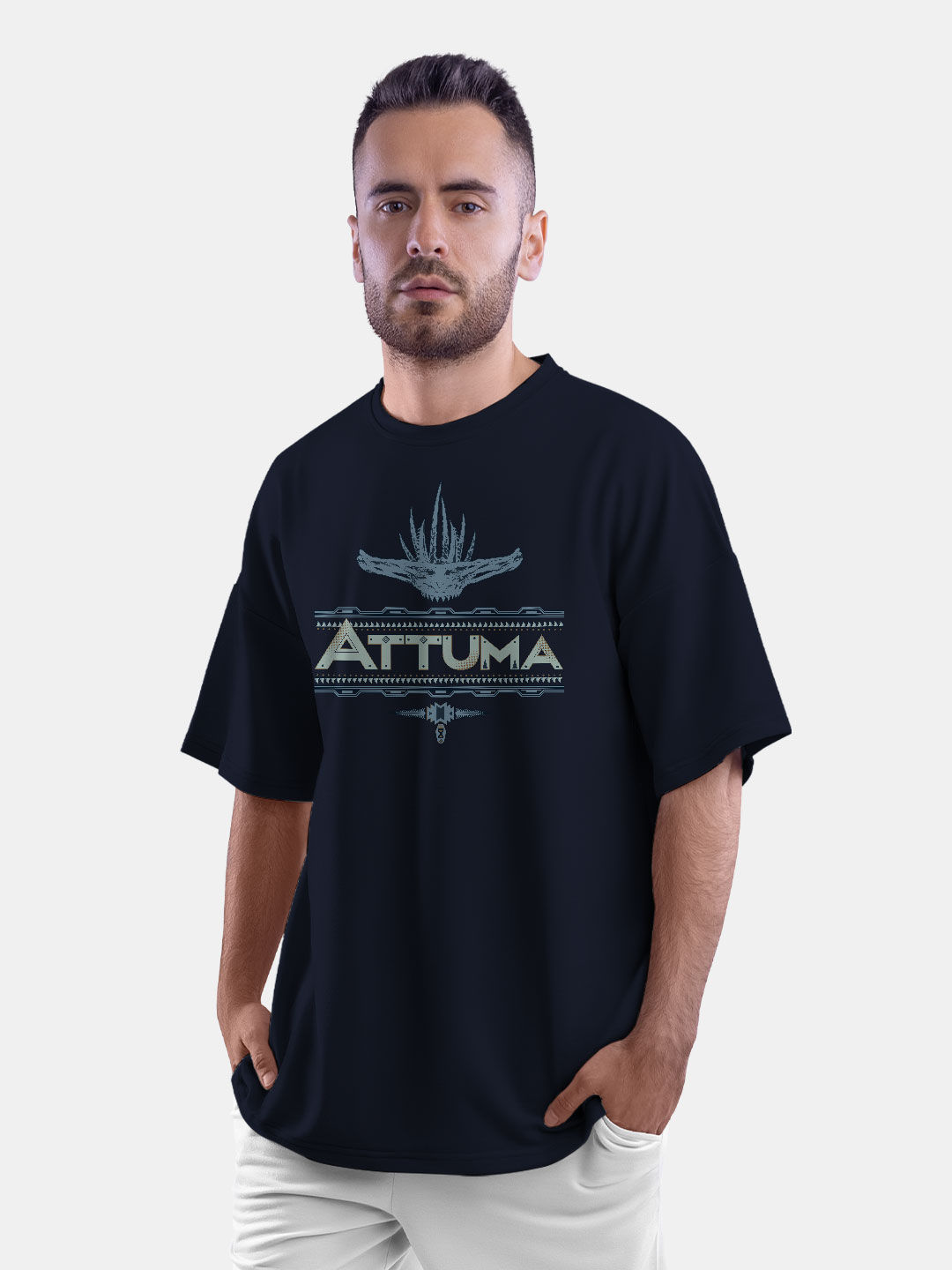 Buy Wakanda Forever Attuma Navy Blue - Male Oversized T-Shirt T-Shirts Online
