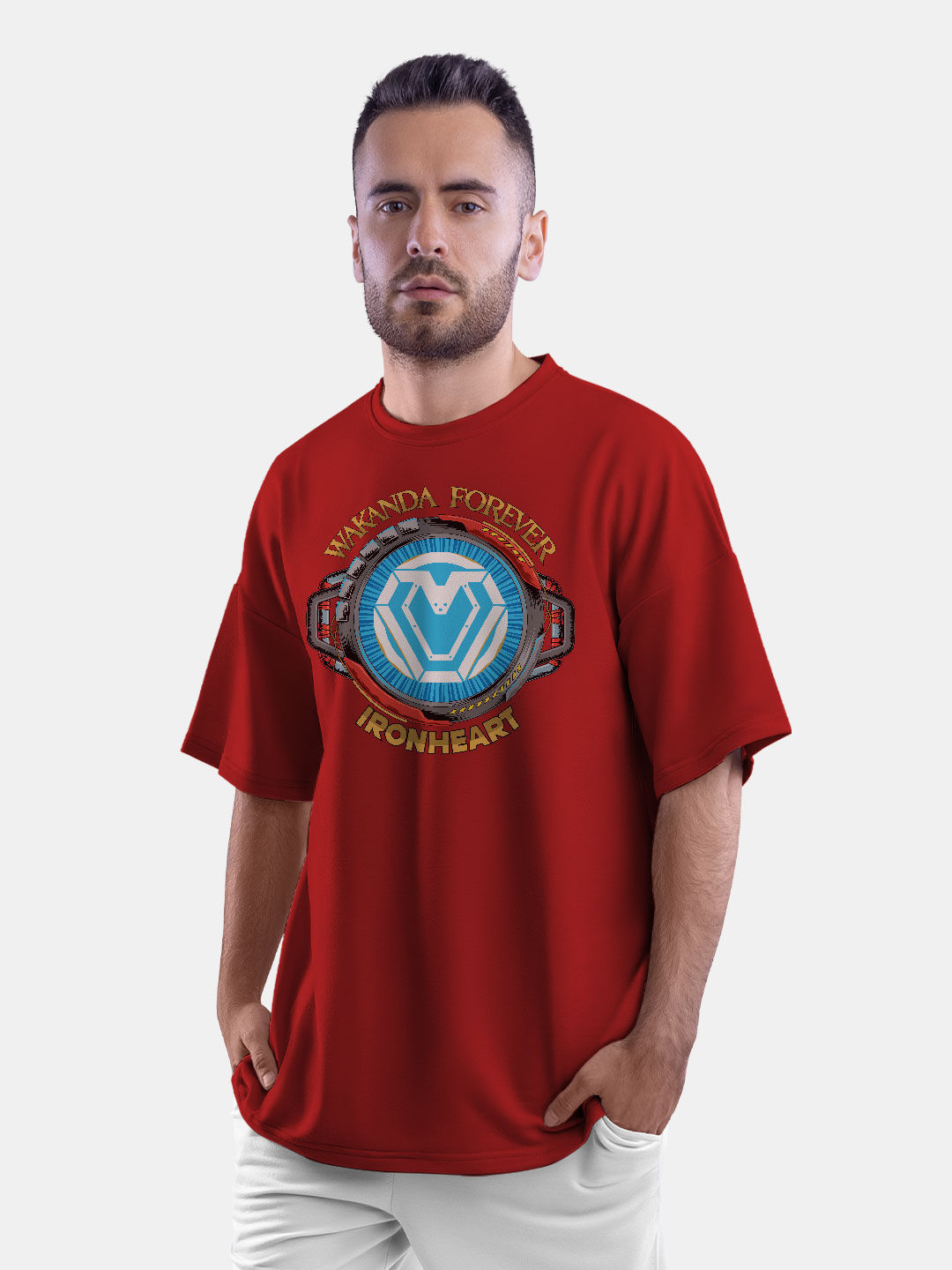 Buy Wakanda Forever Power Blood Red - Male Oversized T-Shirt T-Shirts Online