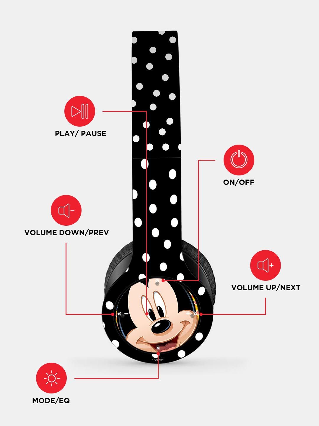 Zoom Up Mickey - P47 Wireless On Ear Headphones