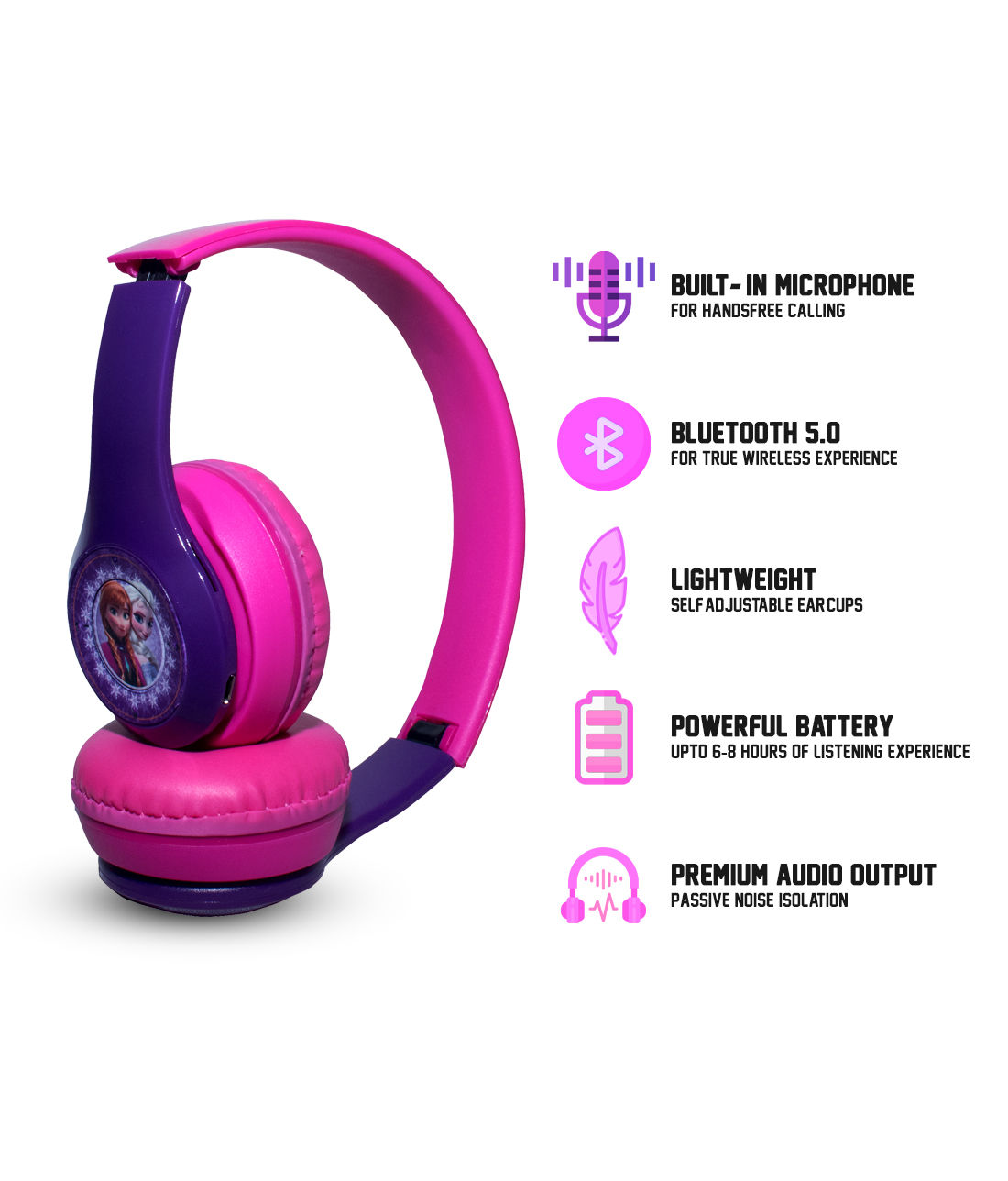 Frozen Purple Love - P47 Wireless On Ear Headphones