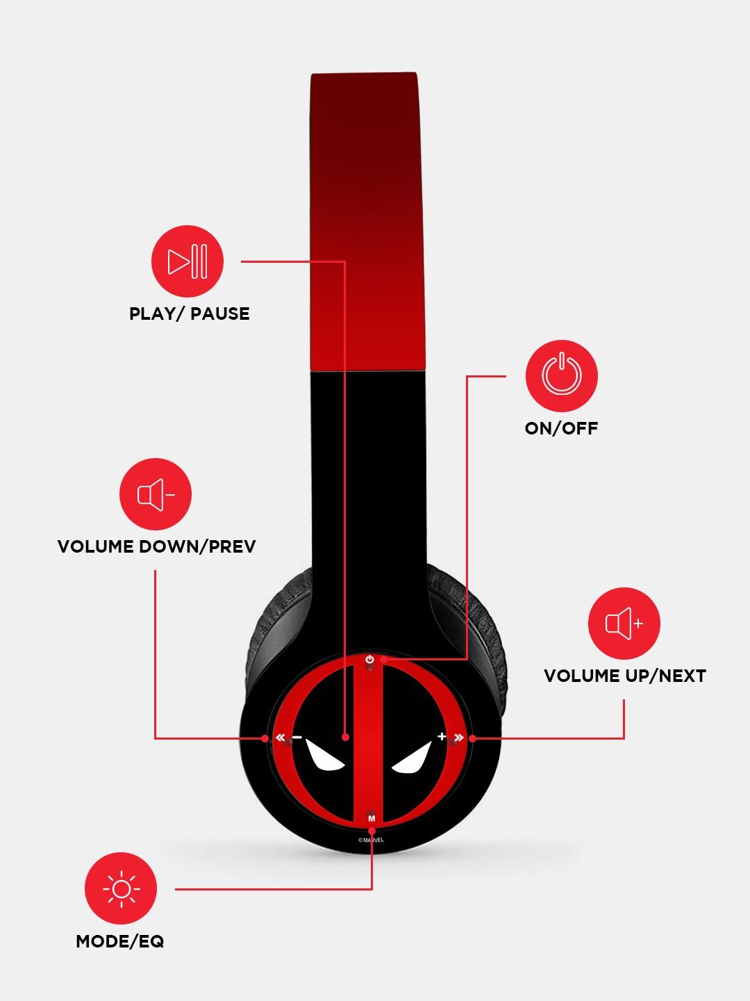 Face Focus Deadpool - P47 Wireless On Ear Headphones