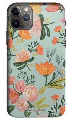 Buy Payal Singhal Aqua Handpainted Flower - Sleek Phone Case for iPhone 11 Pro Max Phone Cases & Covers Online