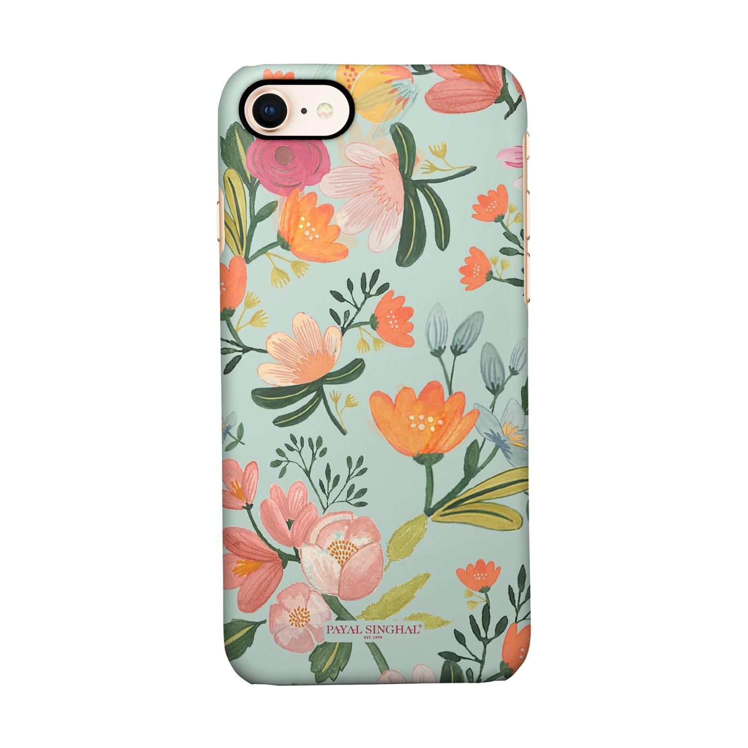 Buy Payal Singhal Aqua Handpainted Flower - Sleek Phone Case for iPhone 8 Online