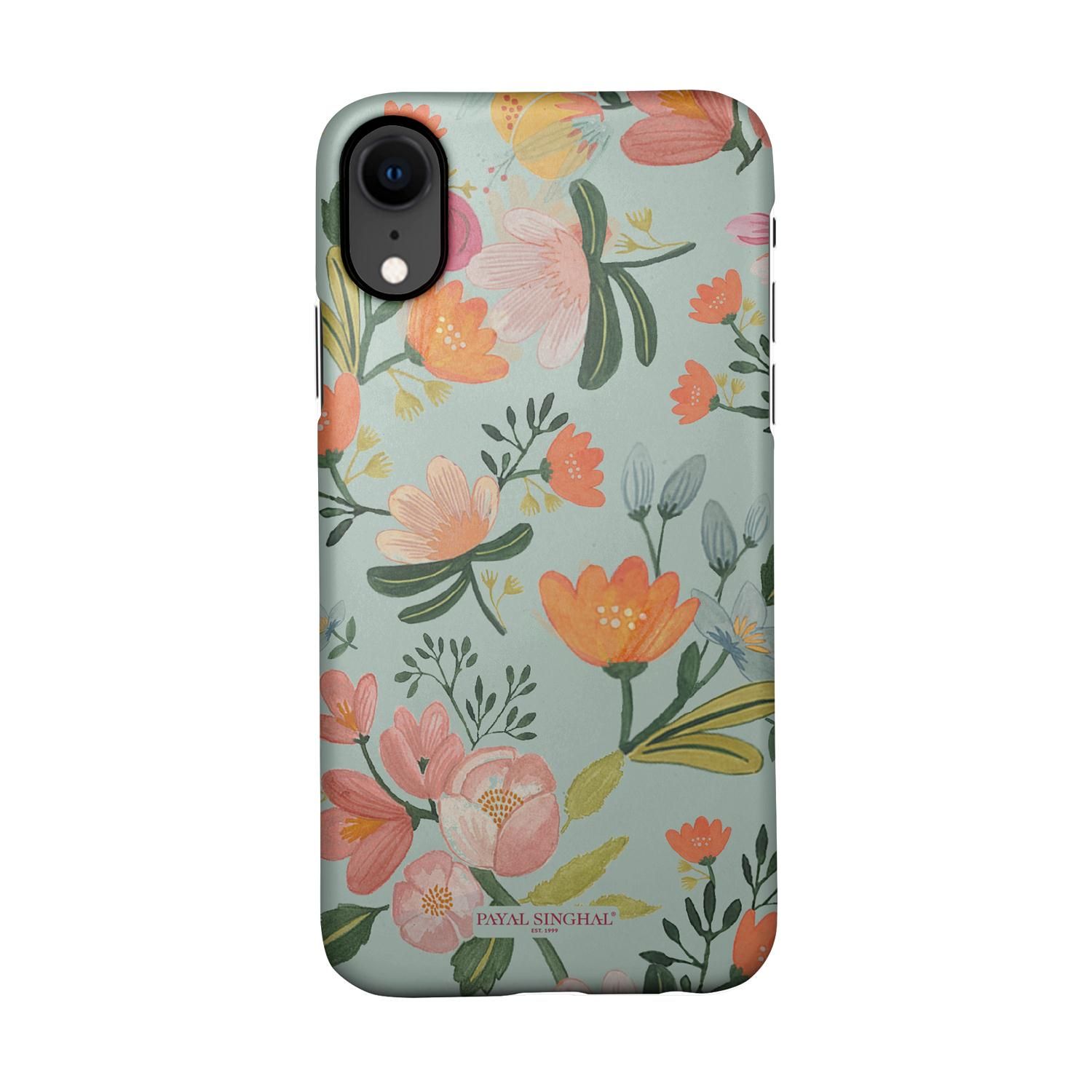 Buy Payal Singhal Aqua Handpainted Flower - Sleek Phone Case for iPhone XR Online
