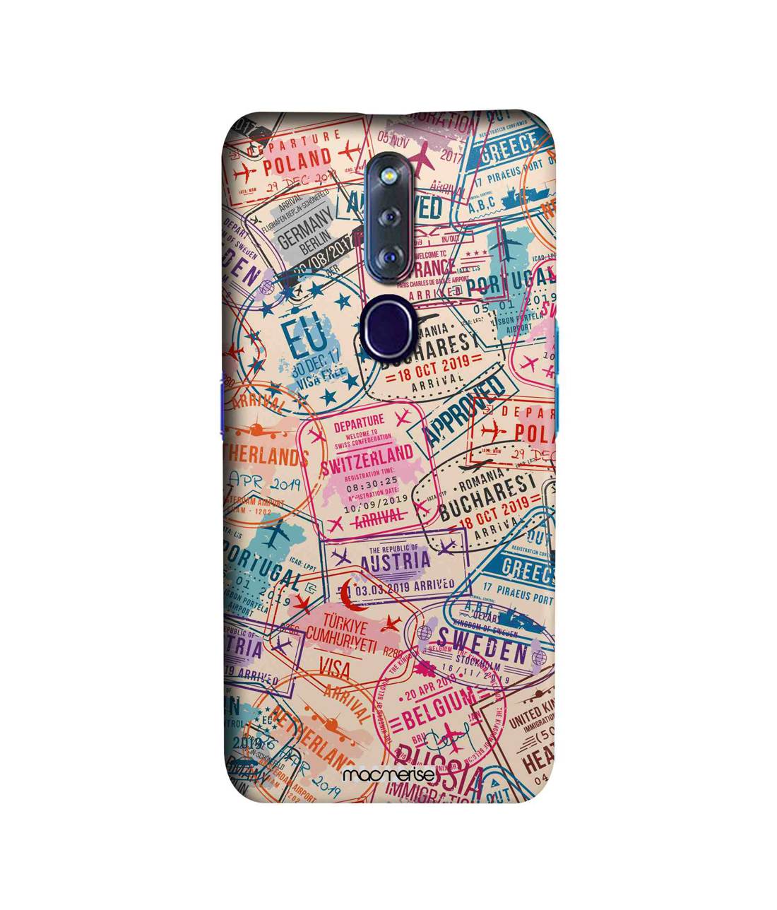 Buy Immigration Stamps Beige - Sleek Phone Case for Oppo F11 Pro Online