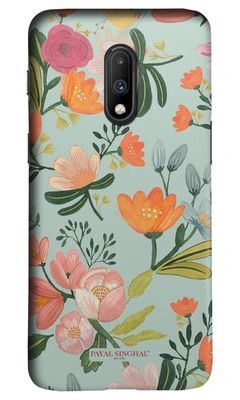 Buy Payal Singhal Aqua Handpainted Flower - Sleek Phone Case for OnePlus 7 Phone Cases & Covers Online