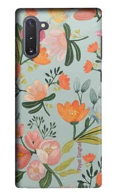 Buy Payal Singhal Aqua Handpainted Flower - Sleek Phone Case for Samsung Note10 Phone Cases & Covers Online