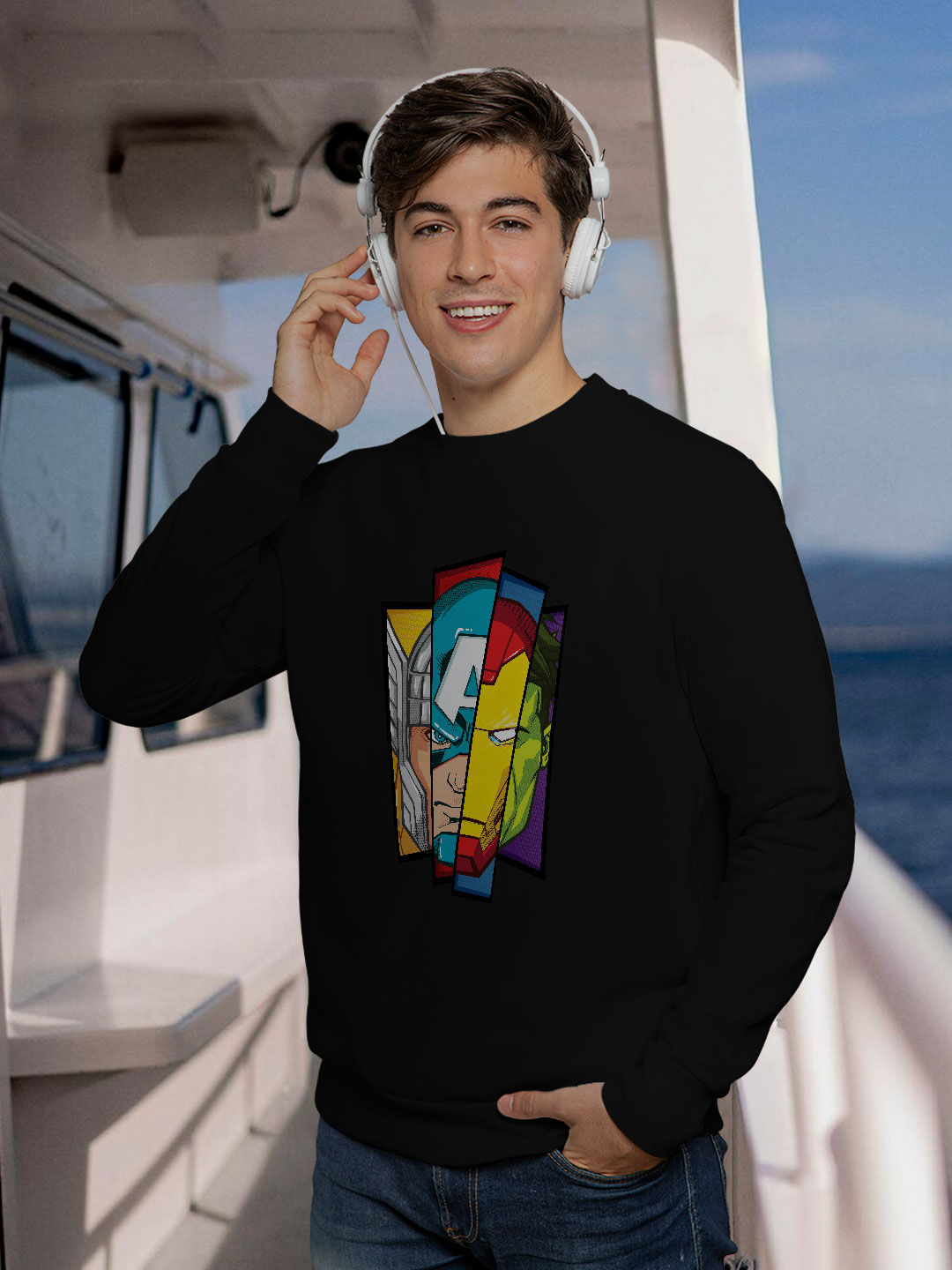 Comic Avenger Face - Mens Designer Sweatshirt