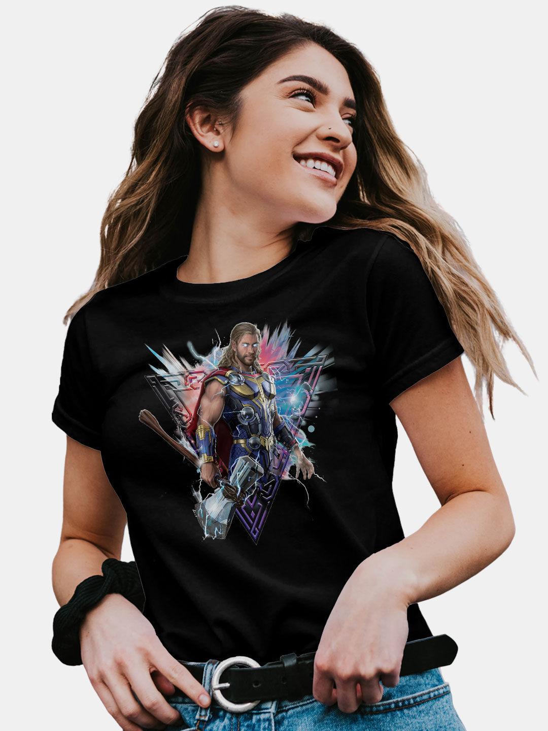 Womens T-Shirt Worthy Thor Pose - Female Designer T-Shirts