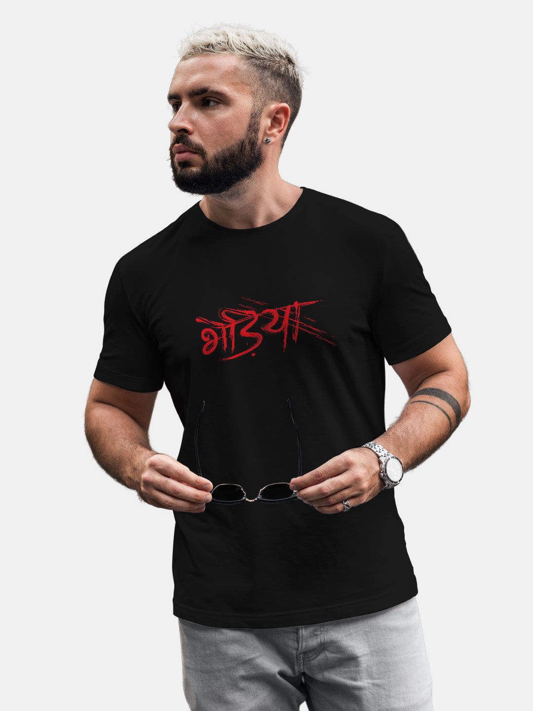Buy Bhediya Black - Male Designer T-Shirts T-Shirts Online