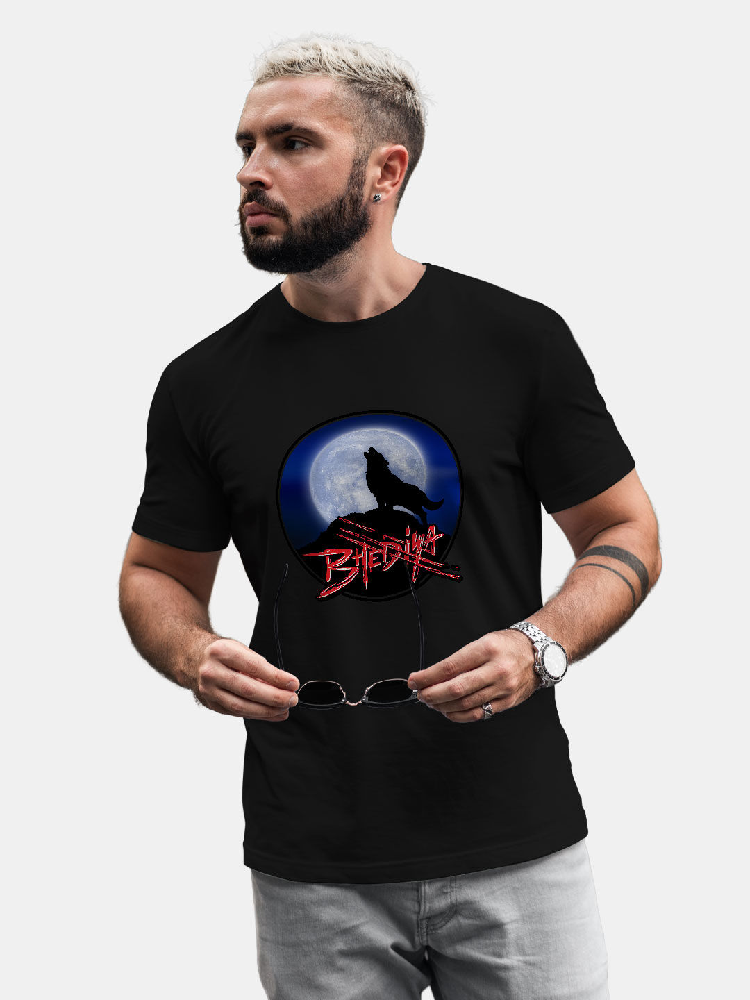 Buy Bhediya Growl Black - Male Designer T-Shirts T-Shirts Online