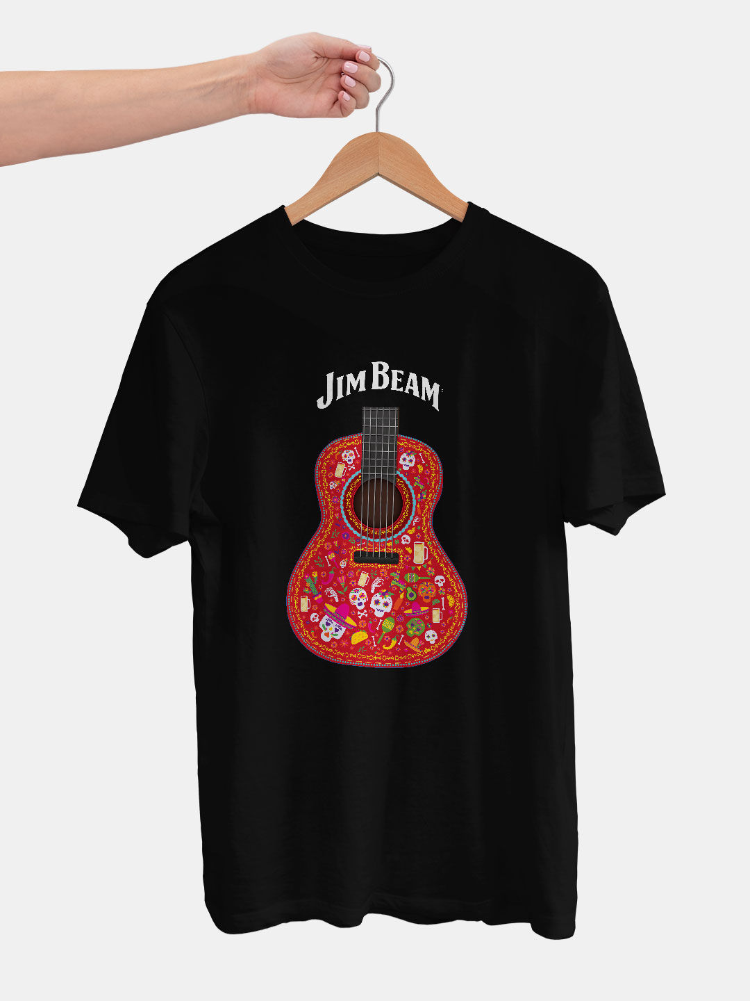 Jim Beam Black Guitar - Mens Designer T-Shirts