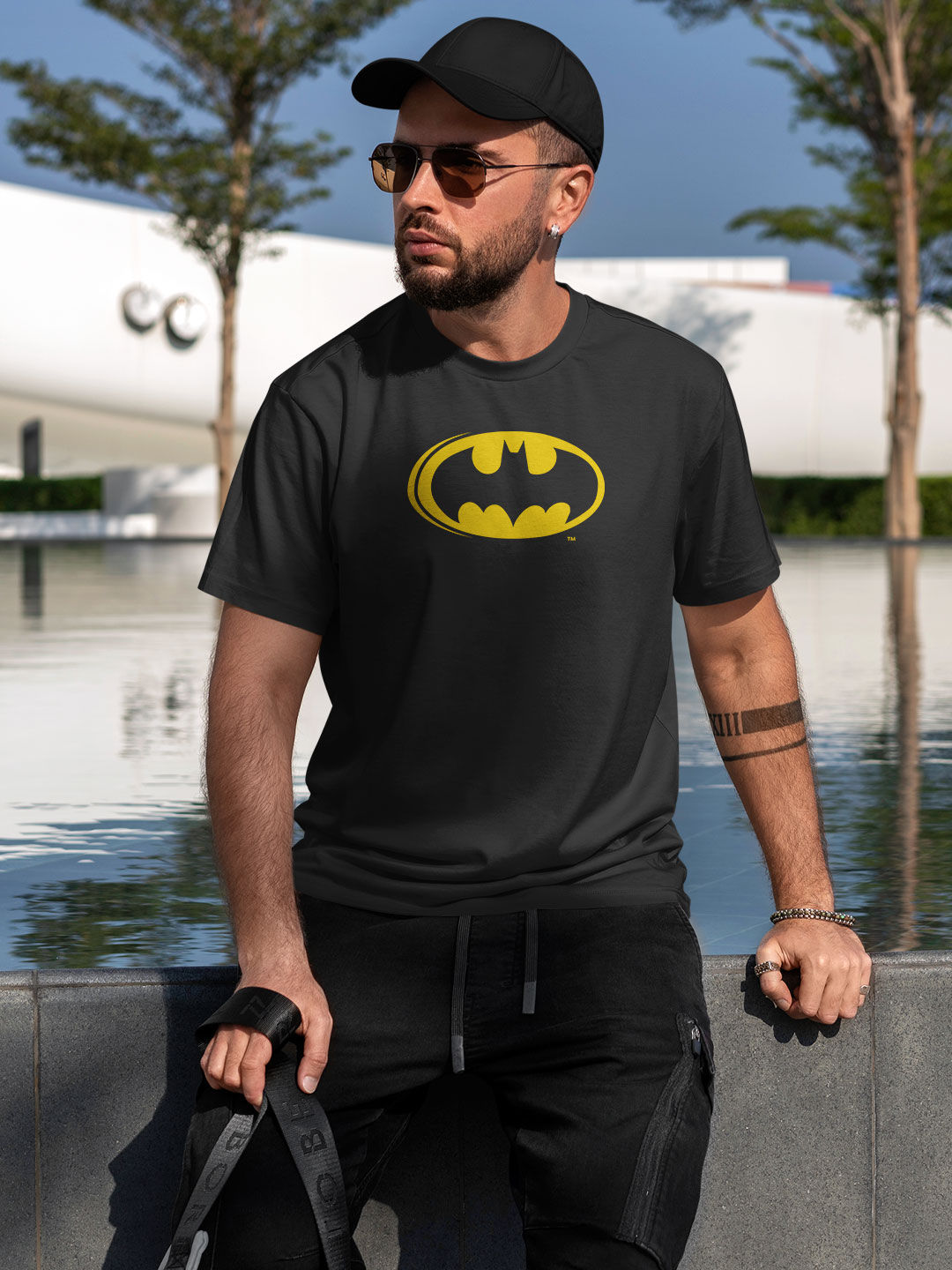 Shop Batman Classic Doodle Mens T-Shirt Online | Macmerise| Mens T-Shirt  Size : S Color : Black