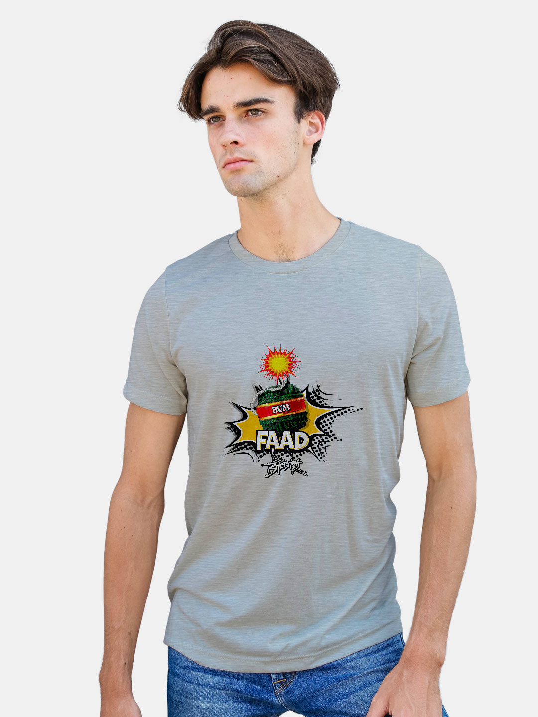 Buy Bhediya Bum Faad Grey - Male Designer T-Shirts T-Shirts Online
