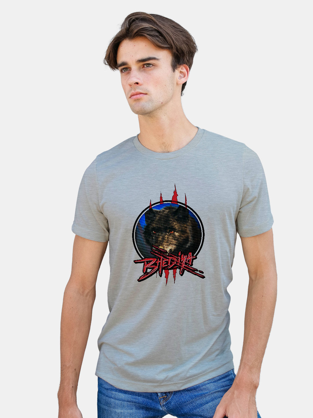 Buy Bhediya Glitch Grey - Male Designer T-Shirts T-Shirts Online