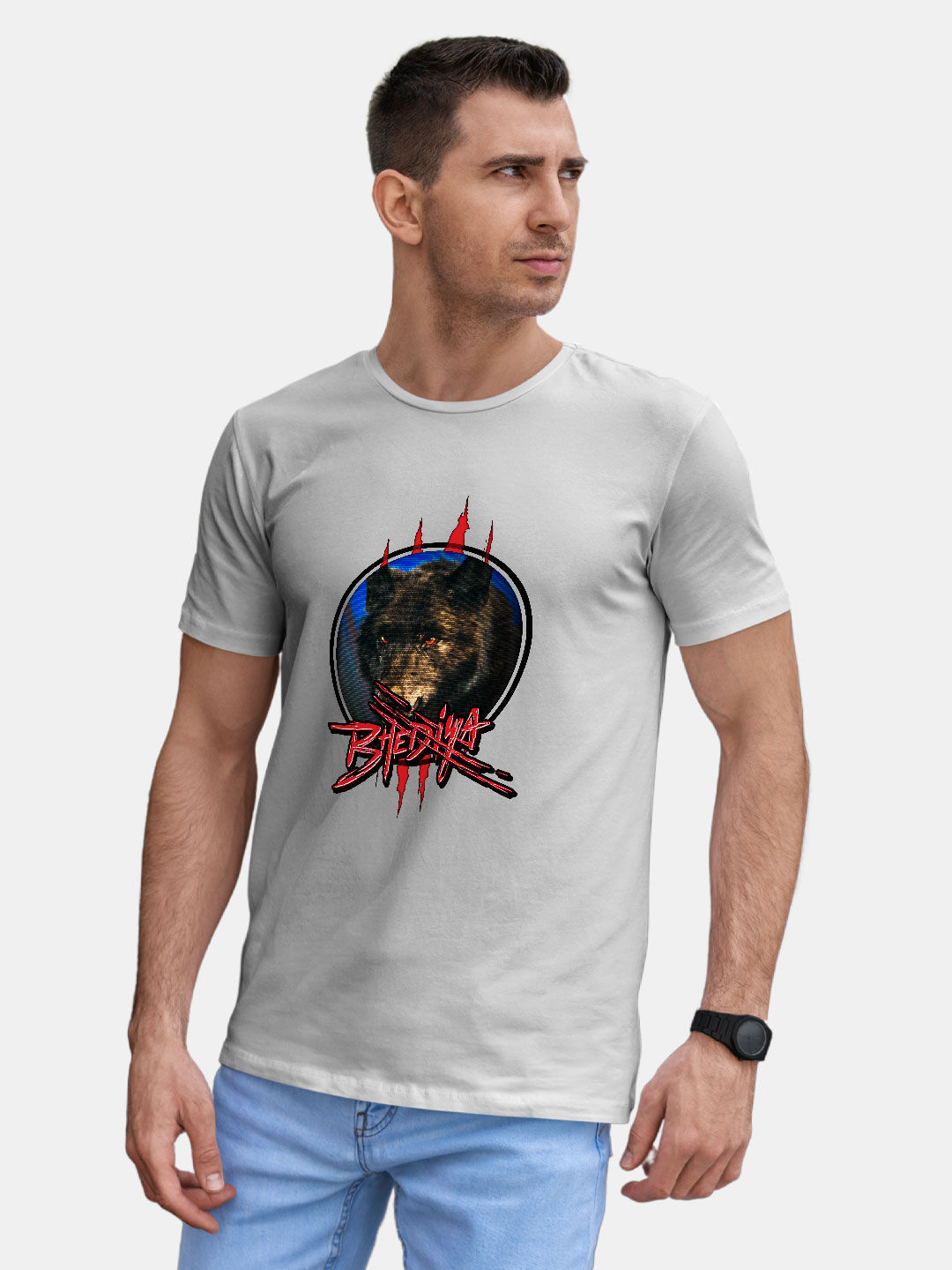 Buy Bhediya Glitch White - Male Designer T-Shirts T-Shirts Online