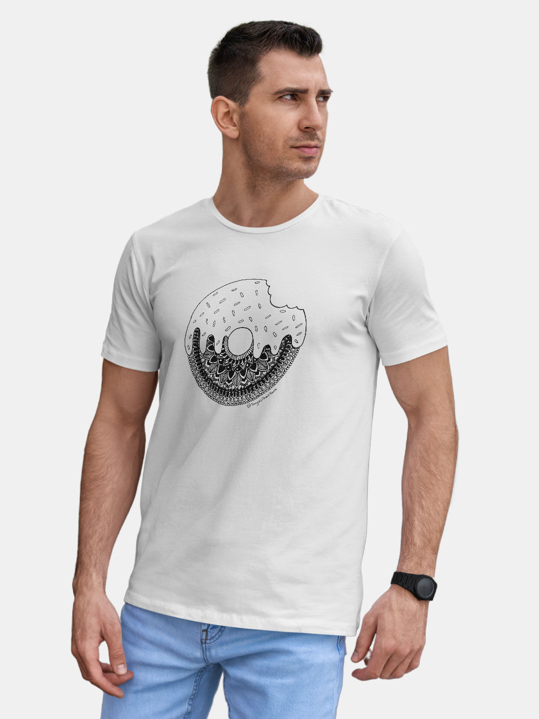 Buy Donut White - Male Designer T-Shirts T-Shirts Online