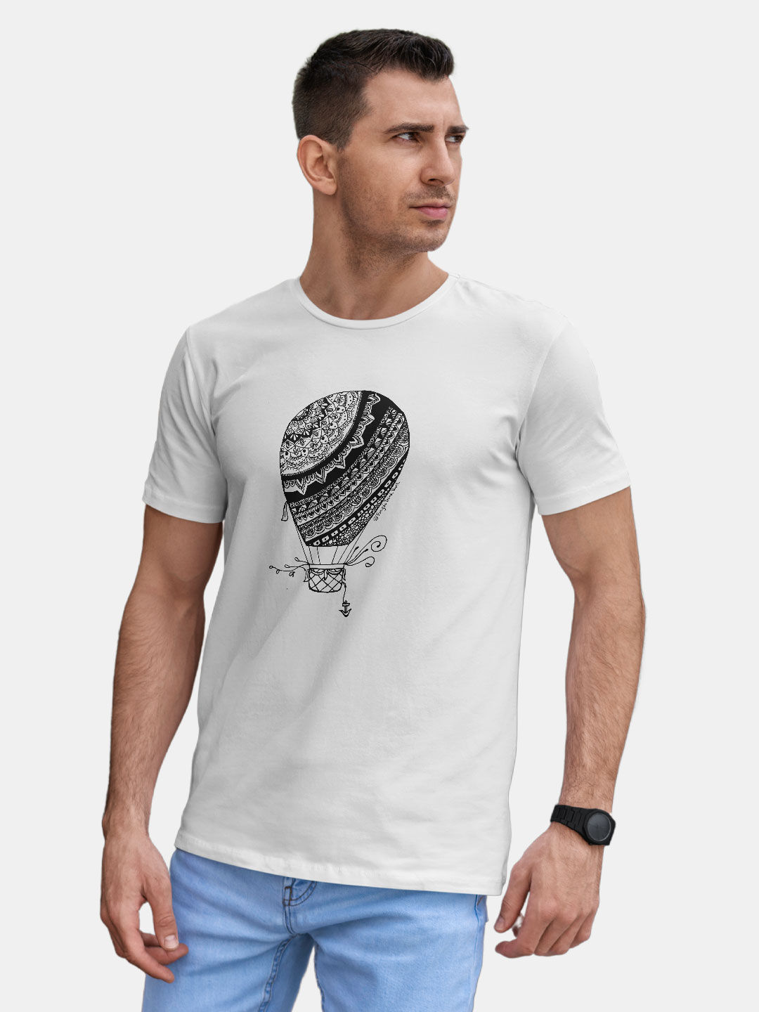 Buy Hot Air Balloon White - Male Designer T-Shirts T-Shirts Online