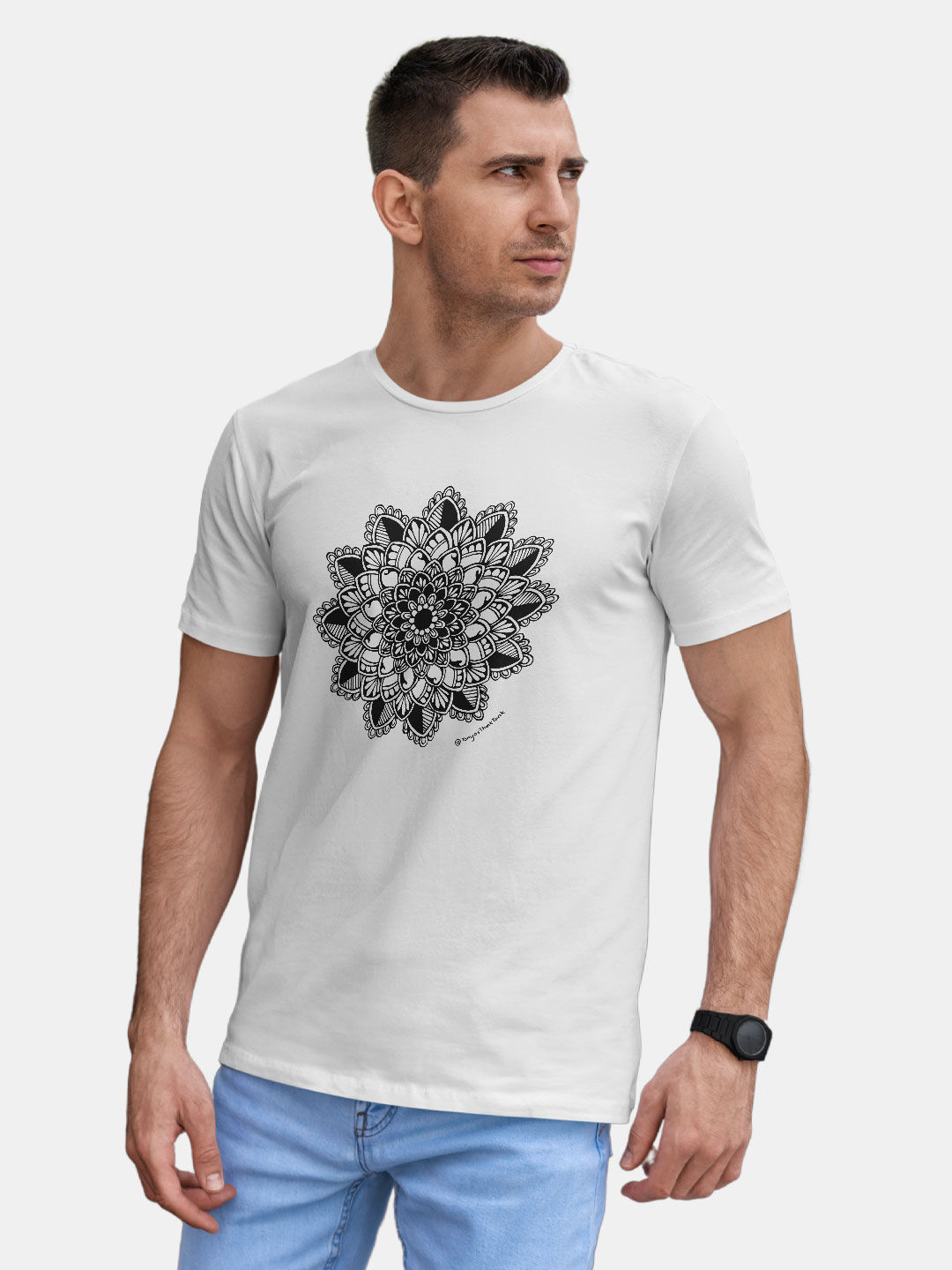 Buy Mandala White - Male Designer T-Shirts T-Shirts Online