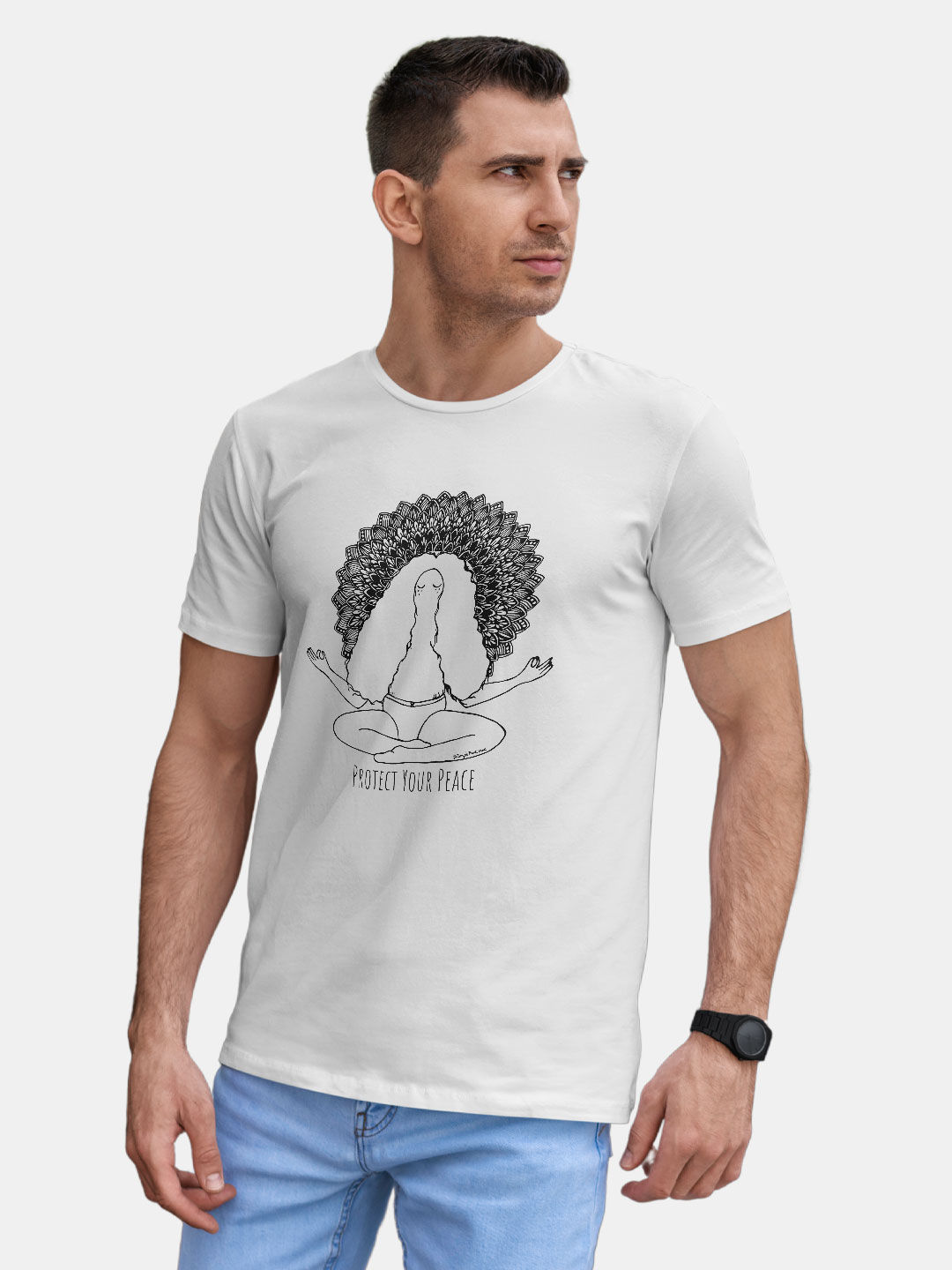 Buy Peace White - Male Designer T-Shirts T-Shirts Online