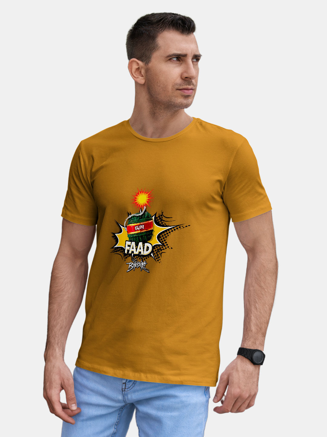 Buy Bhediya Bum Faad Yellow - Male Designer T-Shirts T-Shirts Online