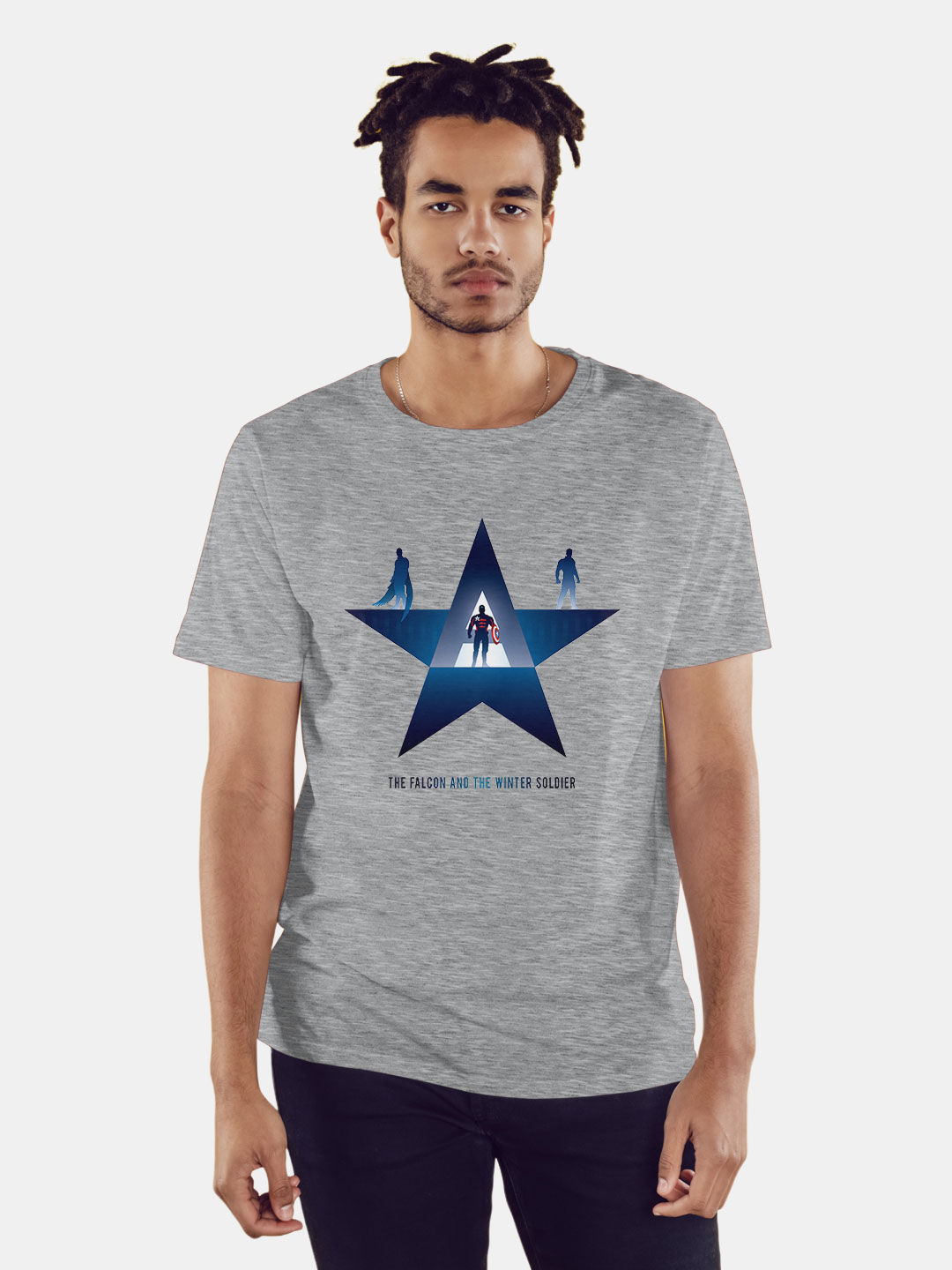 Shop American Trio Printed Mens T-Shirt Online | Macmerise| Mens T-Shirt Size : 2XL Color : Grey