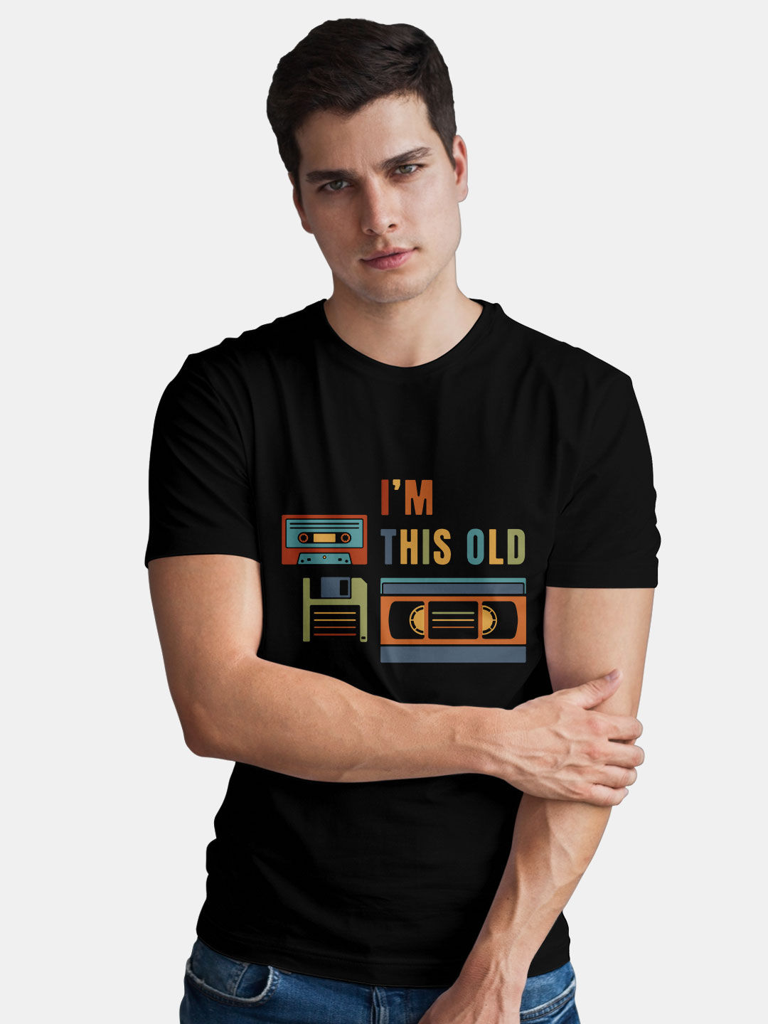 Buy Men Denim Crewneck Jacquard Half Sleeves T-Shirts From Fancode Shop.